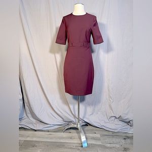 Diane von Furstenberg Ruffle Front Bodycon Dress in Bordeaux